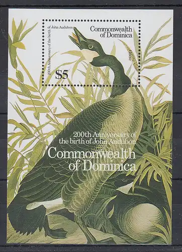 Dominica Mi.-Nr. Block 111 postfrisch ** / MNH John Audubon Anniversary Goose