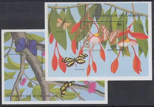Dominica Mi.-Nr. Block 151-152 postfrisch ** / MNH Schmetterlinge der Karibik