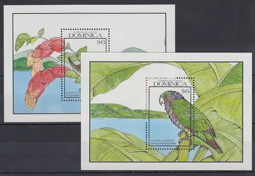 Dominica Mi.-Nr. Block 168-69 postfrisch ** / MNH Papageien