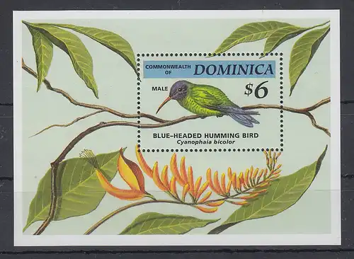 Dominica Mi.-Nr. Block 257 postfrisch ** / MNH Blauköpfiger Kolibri