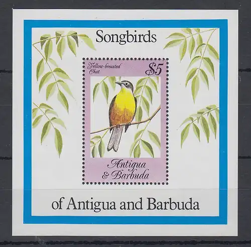 Antigua und Barbuda Mi.-Nr. Block 81 postfrisch ** / MNH Singvögel 