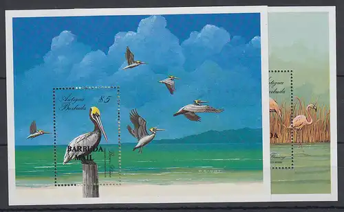 Antigua und Barbuda Mi.-Nr. Block 131-132 postfrisch ** / MNH Vögel BARBUDA MAIL