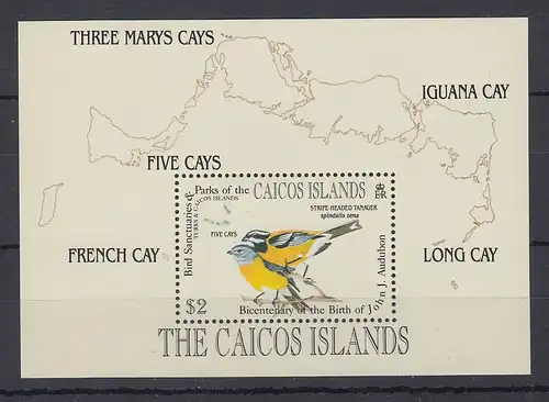 Turks & Caicos Mi.-Nr. Block ? postfrisch ** / MNH Vögel