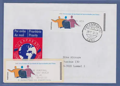Portugal 2007 ATM Chancengleichheit Monétel Mi.-Nr. 61 Wert AZUL 1,85 auf FDC AQ