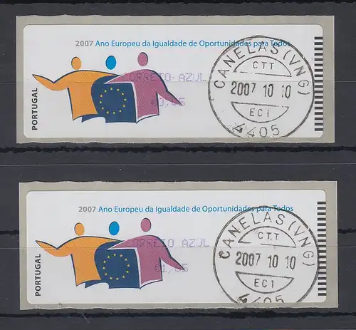 Portugal 2007 ATM Chancengleichheit Monétel violett Satz AZUL 0,45-1,85 gest. 