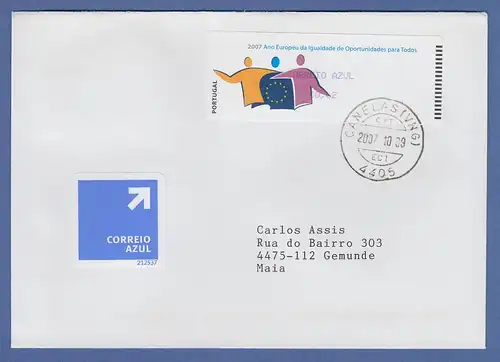 Portugal 2007 ATM Chancengleichheit Monétel violett Wert AZUL 0,62 auf gel. FDC