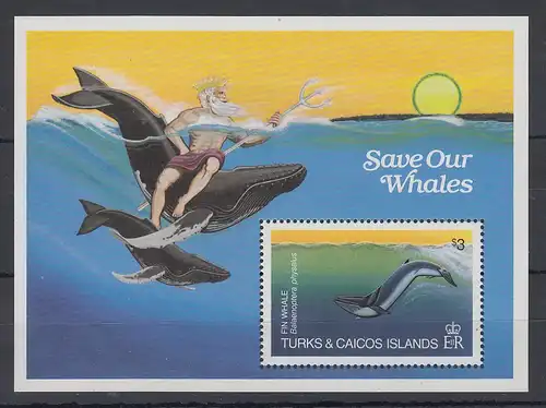 Turks & Caicos Mi.-Nr. Block 44 postfrisch ** / MNH Save our Whales