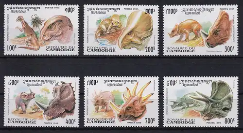 Kambodscha 1995 Mi.-Nr. 1486-1491 Satz postfrisch ** / MNH  Dinosaurier
