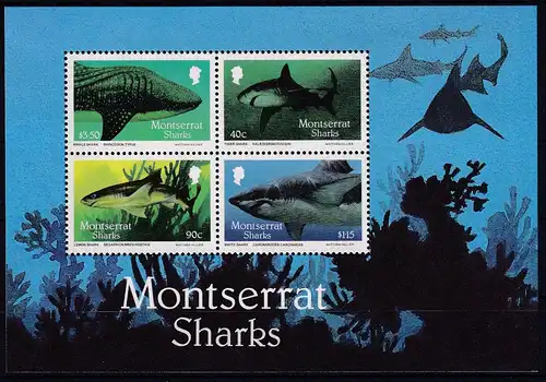 Montserrat 1987 Mi.-Nr. Block 43 postfrisch ** / MNH Haie