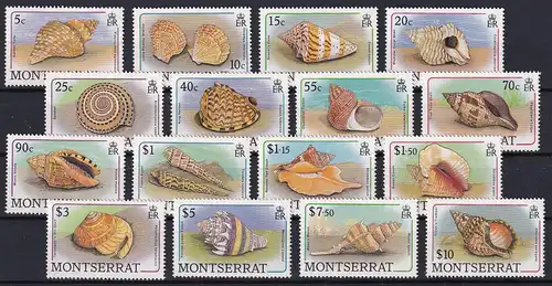 Montserrat 1988 Mi.-Nr. 710-725 Satz postfrisch ** / MNH Muscheln