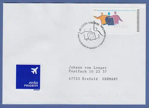 Portugal 2007 ATM Chancengleichheit SMD Mi.-Nr. 60.1f Wert 0,61 auf gel. LP FDC