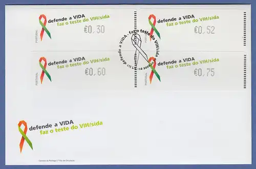 Portugal 2006 ATM AIDS-Bekämpfung Monétel Mi.-Nr. 57e Satz 30-52-60-75 auf FDC
