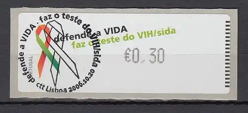 Portugal 2006 ATM AIDS-Bekämpfung Monétel Mi.-Nr. 57e Wert 0,30 mit ET-O