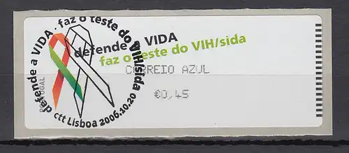 Portugal 2006 ATM AIDS-Bekämpfung Monétel Mi.-Nr. 57e Wert AZUL 45 mit ET-O