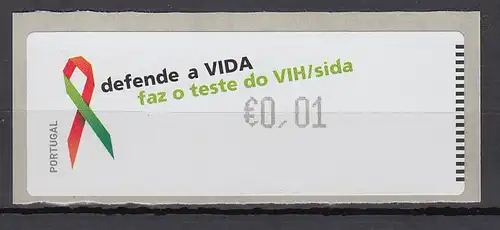 Portugal 2006 ATM AIDS-Bekämpfung Monétel Mi.-Nr. 57e Wert 0,01 ** 