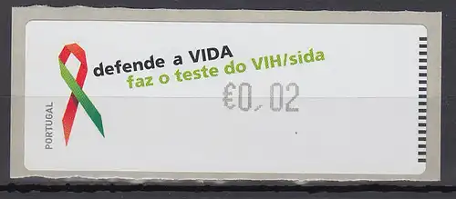 Portugal 2006 ATM AIDS-Bekämpfung Monétel Mi.-Nr. 57e Wert 0,02 ** 