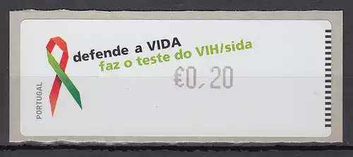 Portugal 2006 ATM AIDS-Bekämpfung Monétel Mi.-Nr. 57e Wert 0,20 ** 