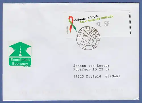 Portugal 2006 ATM AIDS-Bekämpfung Monétel Mi.-Nr. 57e Wert 0,58 auf gel. FDC