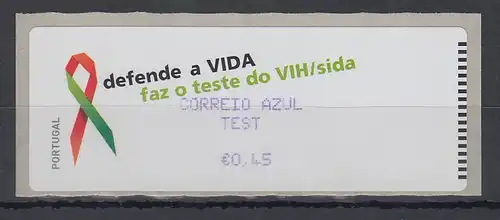 Portugal 2006 ATM AIDS-Bekämpfung Monétel Mi.-Nr. 57f  TEST AZUL 0,45 **  