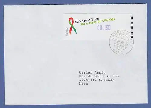 Portugal 2006 ATM AIDS-Bekämpfung Monétel Mi.-Nr. 57f  Wert 0,30 auf gel. Brief