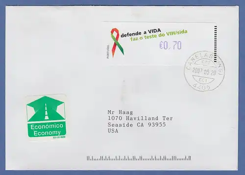 Portugal 2006 ATM AIDS-Bekämpfung Monétel Mi.-Nr. 57f  Wert 0,70 auf gel. Brief