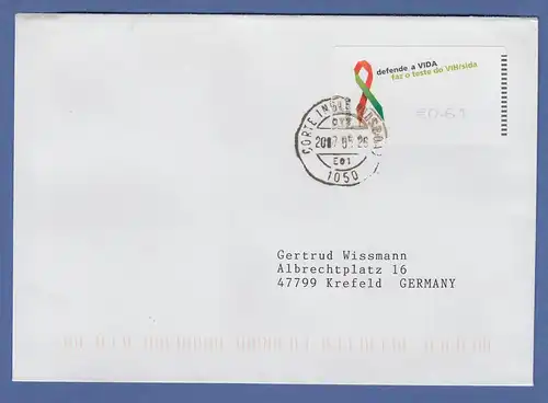Portugal 2006 ATM AIDS-Bekämpfung SMD Mi.-Nr. 56.1 Wert 0,61 auf gel. Brief