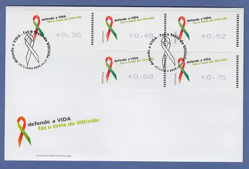 Portugal 2006 ATM AIDS-Bekämpfung Amiel Mi.-Nr. 56.2 Satz 30-48-52-60-75 auf FDC