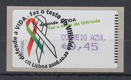 Portugal 2006 ATM AIDS-Bekämpfung Amiel Mi.-Nr. 56.2 Wert AZUL 0,45 ET-O