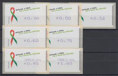 Portugal 2006 ATM AIDS-Bekämpfung Amiel Mi.-Nr. 56.2 Satz 7 Werte ** 