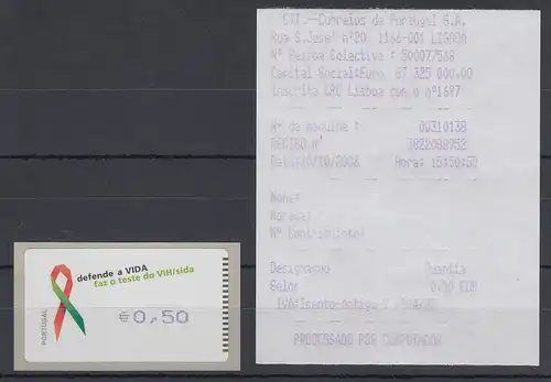 Portugal 2006 ATM AIDS-Bekämpfung Amiel Mi.-Nr. 56.2  Wert 0,50 + ET-AQ