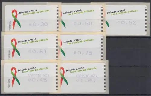Portugal 2006 ATM AIDS-Bekämpfung Amiel Mi.-Nr. 56.2 Satz 30-50-52-61-75-45-185 