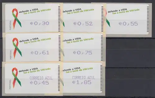 Portugal 2006 ATM AIDS-Bekämpfung Amiel Mi.-Nr. 56.2 Satz 30-52-55-61-75-45-185 