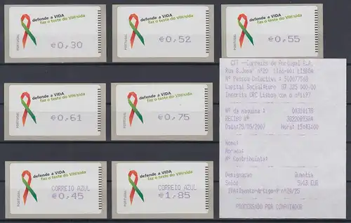 Portugal 2006 ATM AIDS-Bekämpfung Amiel Mi.-Nr. 56.2 Tastensatz 7 Werte ** + AQ