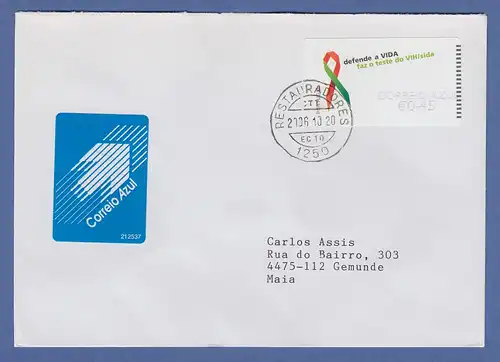 Portugal 2006 ATM AIDS-Bekämpfung NV Mi.-Nr. 56.3 Wert AZUL 0,45 auf gel. FDC