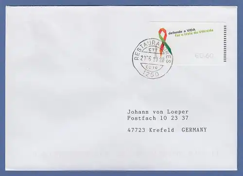 Portugal 2006 ATM AIDS-Bekämpfung NV Mi.-Nr. 56.3 Wert 0,60 auf gel. FDC