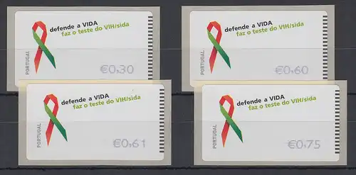 Portugal 2006 ATM AIDS-Bekämpfung NV Mi.-Nr. 56.3 Satz 4 Werte 30-60-61-75 **