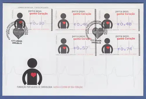 Portugal 2005 ATM Kardiologie Amiel Mi.-Nr. 48.2.2 Satz 30-46-48-57-74 auf FDC