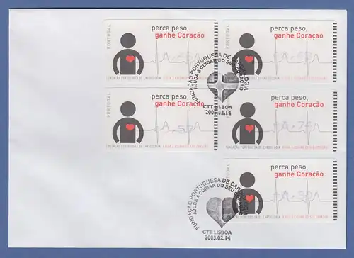 Portugal 2005 ATM Kardiologie Amiel Mi.-Nr. 48.2.1 Satz 30-46-48-57-74 auf FDC