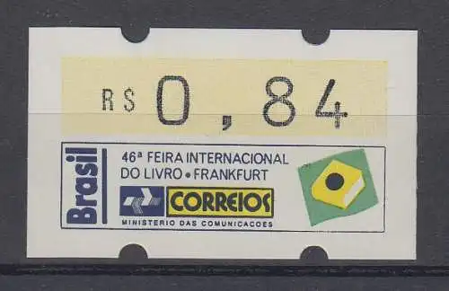 Brasilien ATM Frankfurter Buchmesse 1994 , Mi.-Nr. 6, Einzel-ATM 0,84 RS **