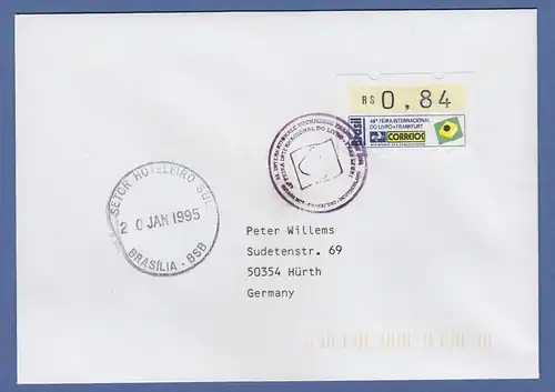 Brasilien ATM Frankfurter Buchmesse 1994 Mi.-Nr. 6 Wert 0,84 auf gel. Brief  sw