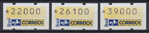 Brasilien Klüssendorf-ATM 1993 Postemblem Mi-Nr 4 Satz 22000 - 26100 - 39000 **