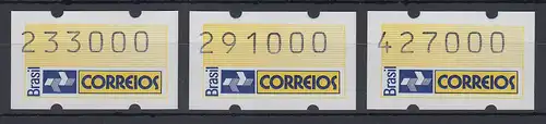 Brasilien Klüssendorf-ATM 1993 Postemblem Mi-Nr 4 Satz 233000-291000-427000 **