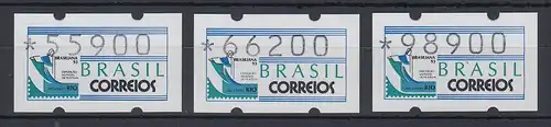 Brasilien Klüssendorf-ATM 1993 BRASILIANA Mi-Nr 5 Satz 55900 - 66200 - 98900 **