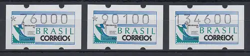 Brasilien Klüssendorf-ATM 1993 BRASILIANA Mi-Nr 5 Satz 76000 - 90100 - 134600 **