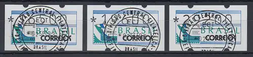 Brasilien Klüssendorf-ATM 1993 BRASILIANA Mi-Nr 5 Satz 16500-19600-29200 ET-O