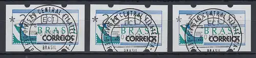 Brasilien Klüssendorf-ATM 1993 BRASILIANA Mi-Nr 5 Satz 22000-26100-39000 ET-O