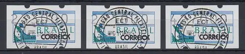 Brasilien Klüssendorf-ATM 1993 BRASILIANA Mi-Nr 5 Satz 233000-291000-427000 ET-O