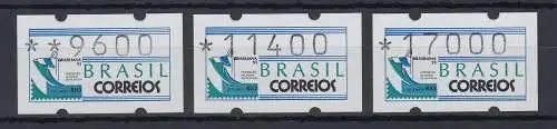 Brasilien 1993 Sonder-ATM BRASILIANA'93, Mi.-Nr. 5, Satz 9600-11400-17000 **