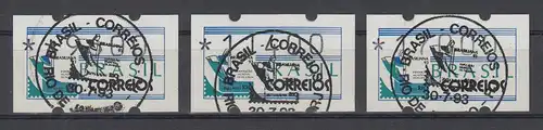 Brasilien 1993 Sonder-ATM BRASILIANA'93 Mi.-Nr. 5 Satz 9600-11400-17000 mit ET-O