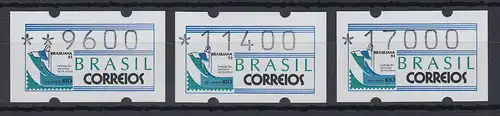 Brasil 1993 Selo Etiqueta BRASILIANA'93  Set  9600-11400-17000 novo